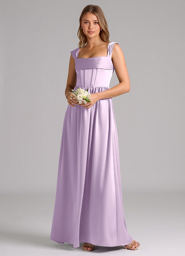 Azazie Hattie Brudtärneklänningar Klä av A-Linje i Stretch Satin Korsett Frostad Lila image1