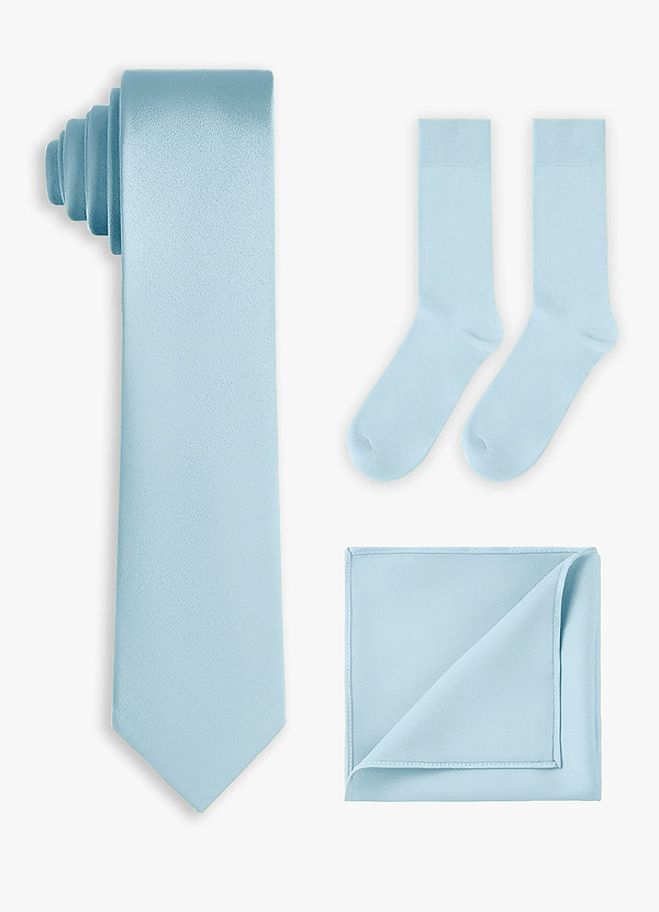 front Matching Stretch Satin Skinny Tie & Pocket Square & Socks Set