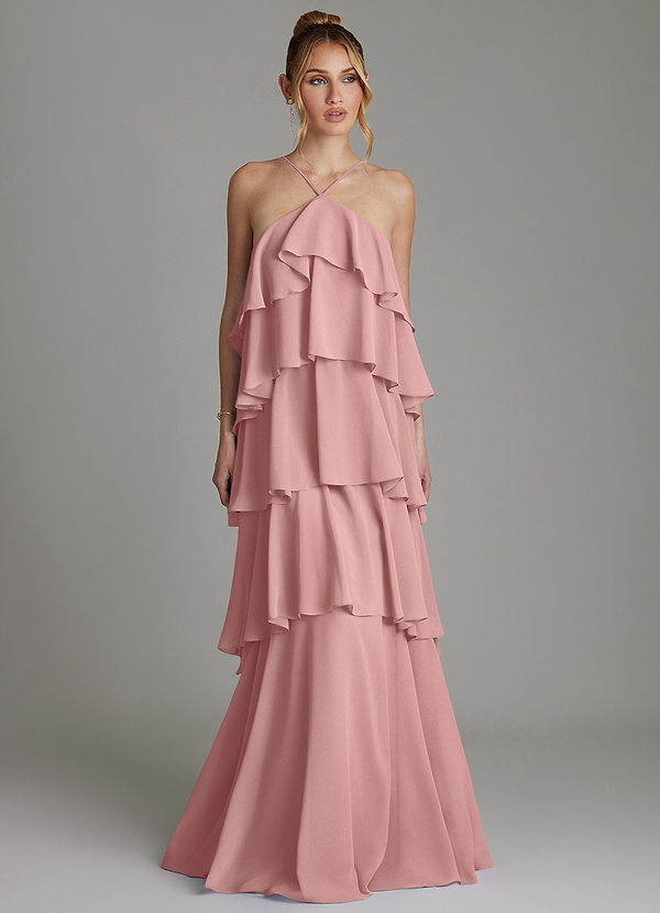 Azazie Deena Abiti da Damigella Abito A-Line in Chiffon Drappeggiato Rosa Polverosa image1