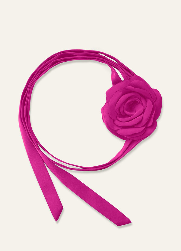 front Matching Color Chiffon Rose Flower Rope Necklace