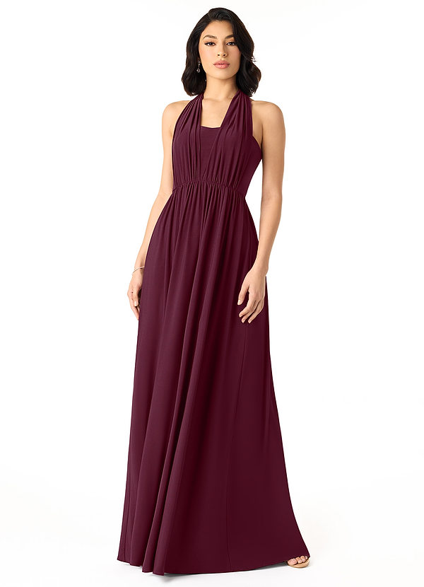 Azazie Louella Bridesmaid Dresses A-Line Convertible Luxe Knit Floor-Length Dress image1