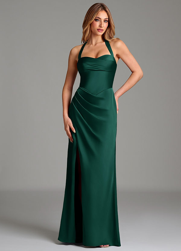 Azazie Serenity Bridesmaid Dresses Emerald Mermaid Sweetheart Neckline Stretch Satin Dress image1