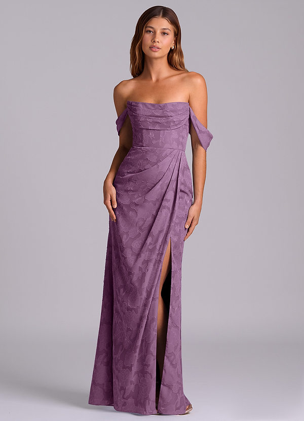 Azazie Johana Bridesmaid Dresses Wisteria Mermaid Off the Shoulder Floral Burnout Convertible Dress image1