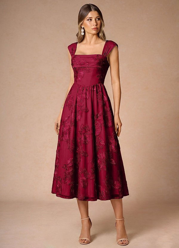 Hazel Burgundy Midi Dress image1