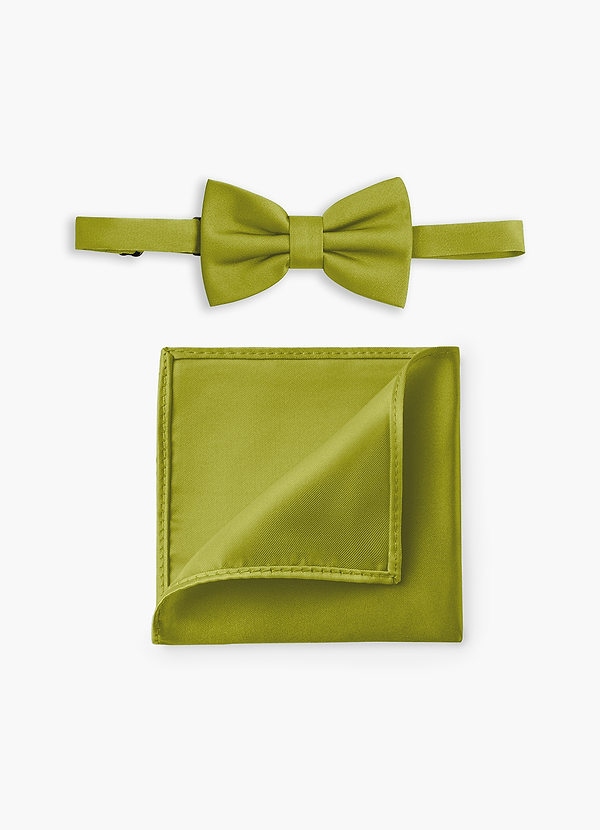 front Boy's Adjustable Stretch Satin Bow Tie & Pocket Square Set