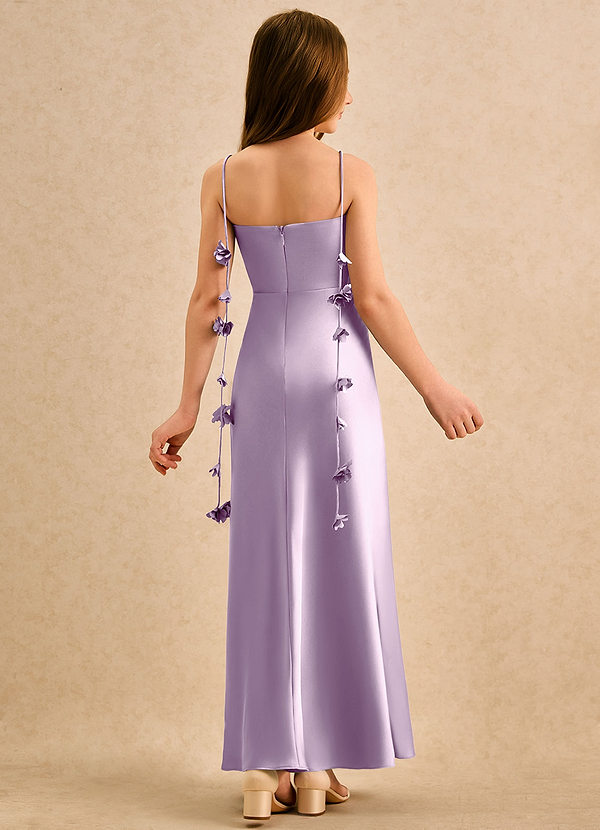 Azazie Kandi Girls Formal Vestidos de Niña de Flores Vestido de Lila Esmerilada de Satén Elástico de Corte en A con Escote de Corazón image1