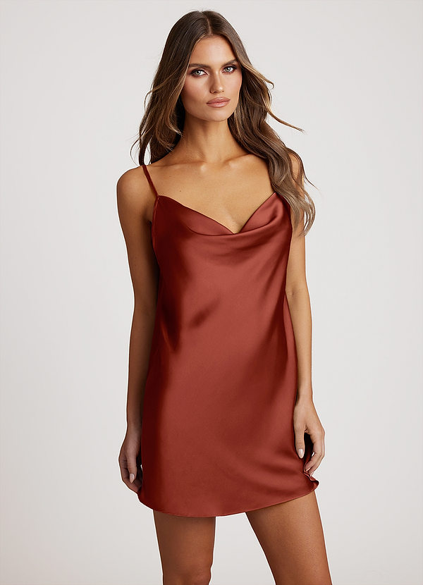 front Terracotta Badjassen slipjurk hals