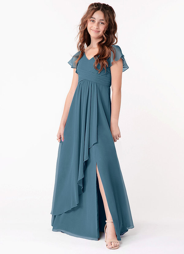 Azazie Omari Junior Bermuda A-Line Ruched Chiffon Dress image1
