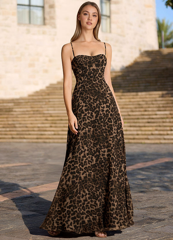 Jade Léopard Brun Robe de bal trapèze bustier à corset en forme de cœur image1