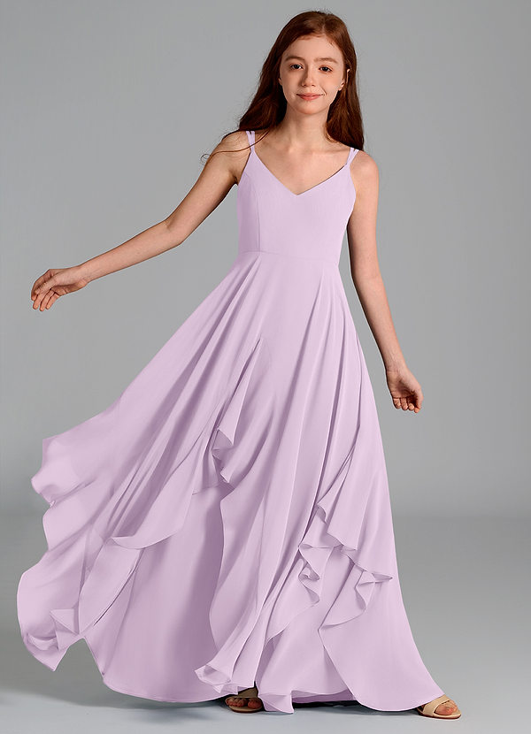 Azazie Karan Junior Frosted Lilac A-Line Chiffon Dress image1