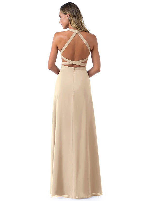 Azazie Clarice Bridesmaid Dresses A-Line Halter Chiffon Floor-Length Dress image2
