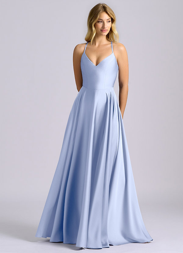 Azazie Truce Bridesmaid Dresses Ice A-Line Stretch Satin Dress image1