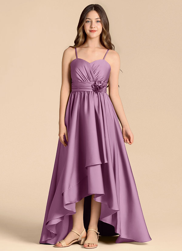 Azazie Catalina Junior Jurk van Stretch Satijn met A-Lijn Sweetheart Halslijn Blauweregen image1