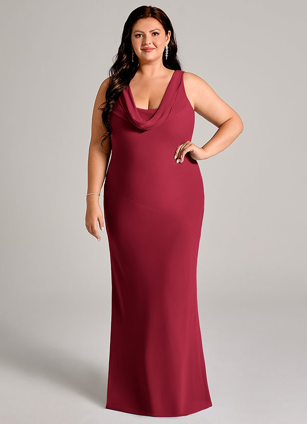 Azazie Rylina Bridesmaid Dresses Burgundy Mermaid Pleated Chiffon Dress image1