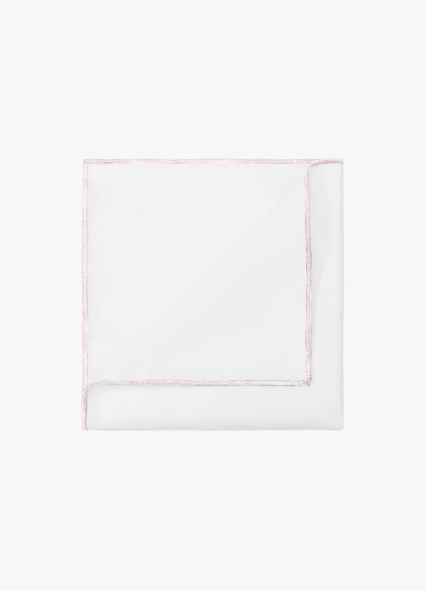 front White Matte Satin Pocket Square with Colored Edge