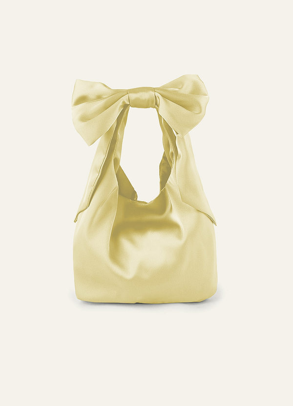 front Matching Color Stretch Satin Bow Handbag