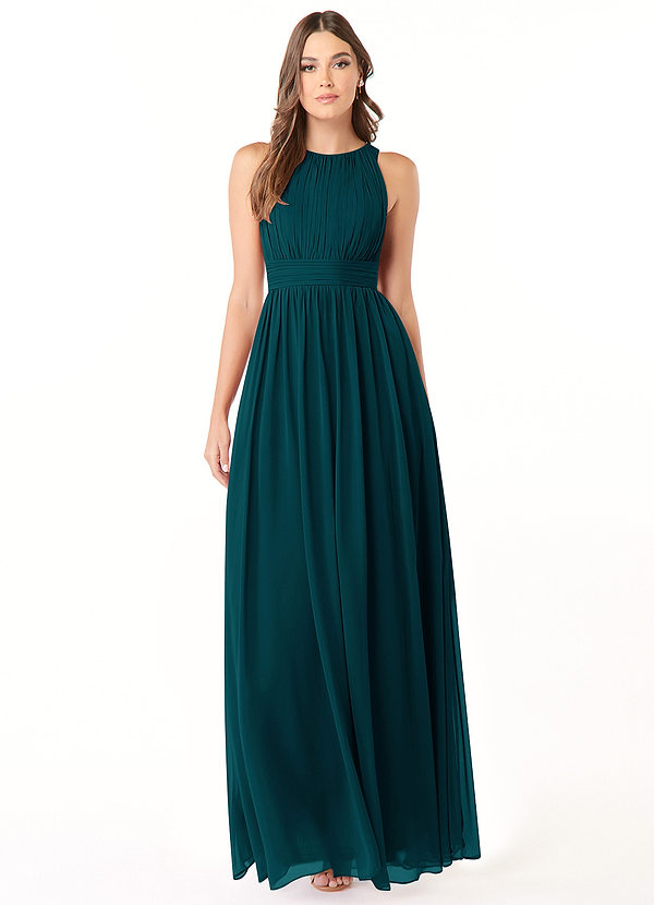 Azazie Luz Bridesmaid Dresses Pine A-Line Lace Chiffon Dress image1