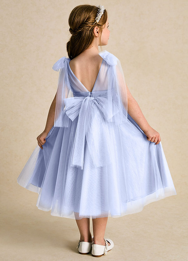 Azazie Dori Robes de Fillette d'Honneur Robe Trapèze en Tulle Rayé Eis image1