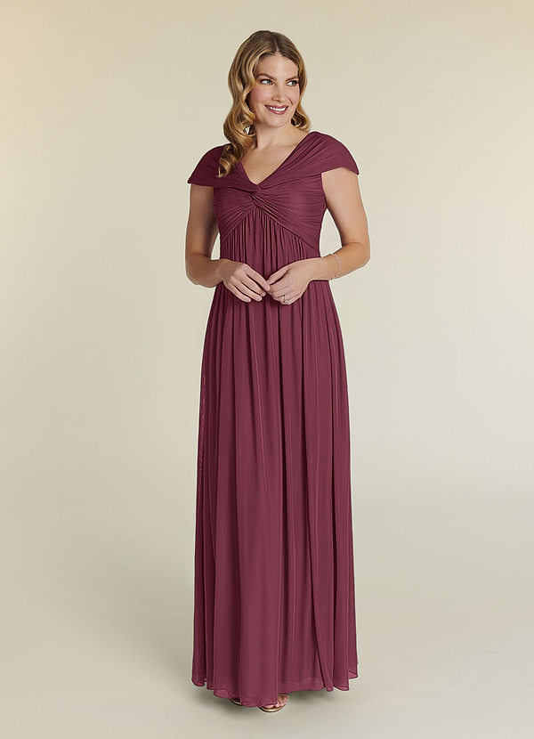 Azazie Marlena Mother of the Bride Dresses A-Line Pleated Mesh Floor-Length Dress image1