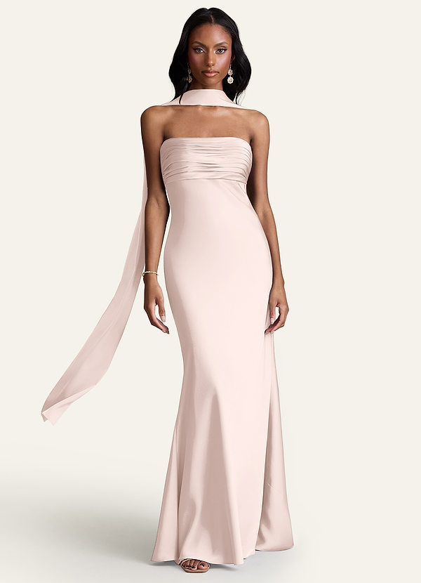 front Azazie Dopasowany kolor, elastyczny szalik satynowy