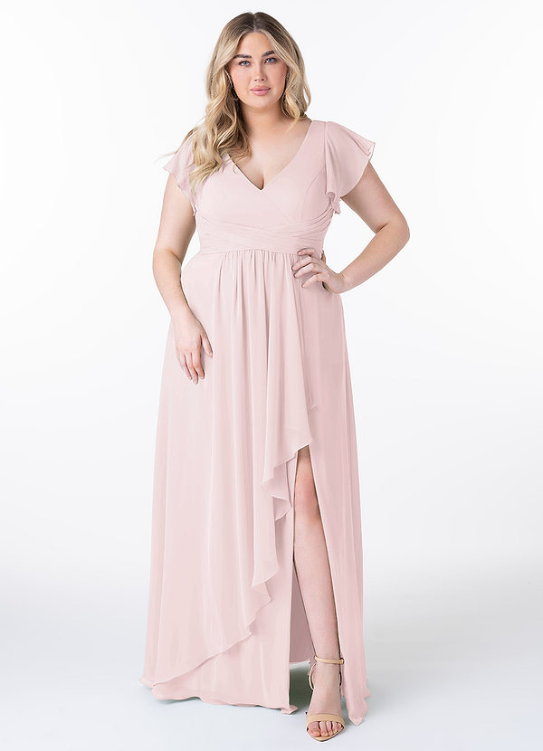 Azazie Omari Bridesmaid Dresses Blushing Pink A-Line Chiffon Dress image1