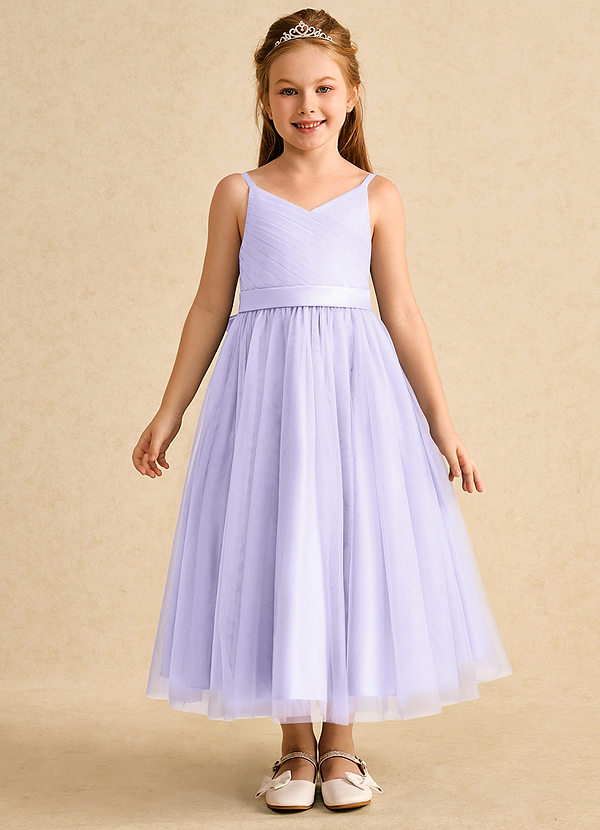 Azazie Patootie Vestidos de Niña de Flores Vestido de Lila de Tul de Corte En A con Tirante Espagueti image1