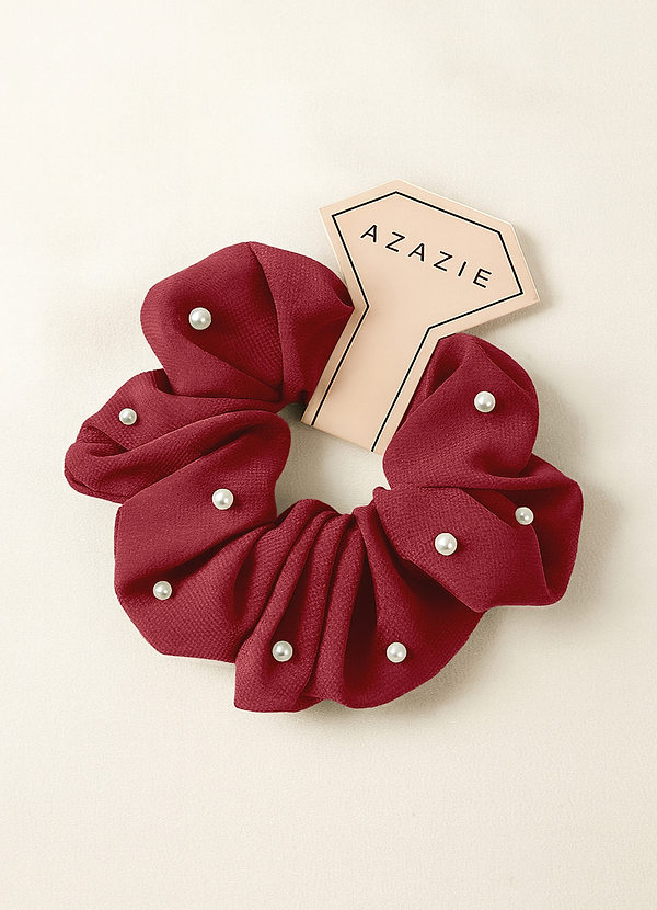 front Scrunchie oversize in chiffon con perle per damigelle d'onore