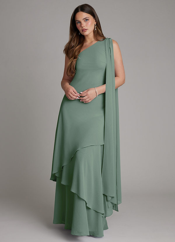 Azazie Monique Suknie dla druhen Linia A Jedno ramię Szyfon Do ziemi Sukienka image1