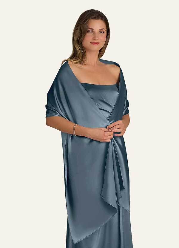 front Azazie Matching Color Metallic Satin Shawl