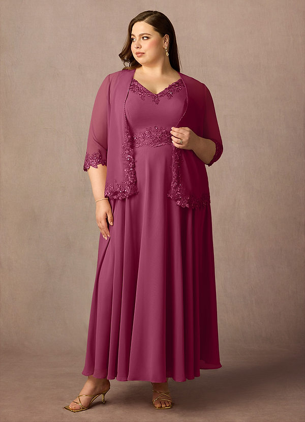 Azazie Devana Mother of the Brides Dresses Mulberry A-Line Sequins Chiffon Dress image1