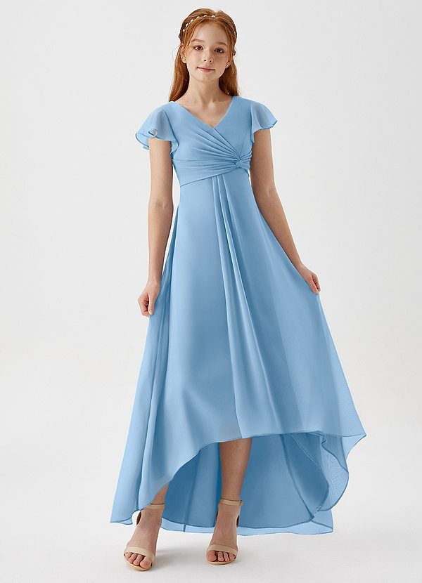Azazie Breanne Junior Jurk van Chiffon met A-Lijn Poederblauw image1