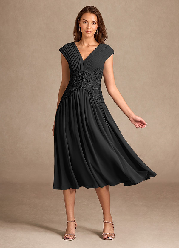 Azazie Hudson Vestidos de Madre de la Novia Vestido de Negro de Encaje de Corte En A image1