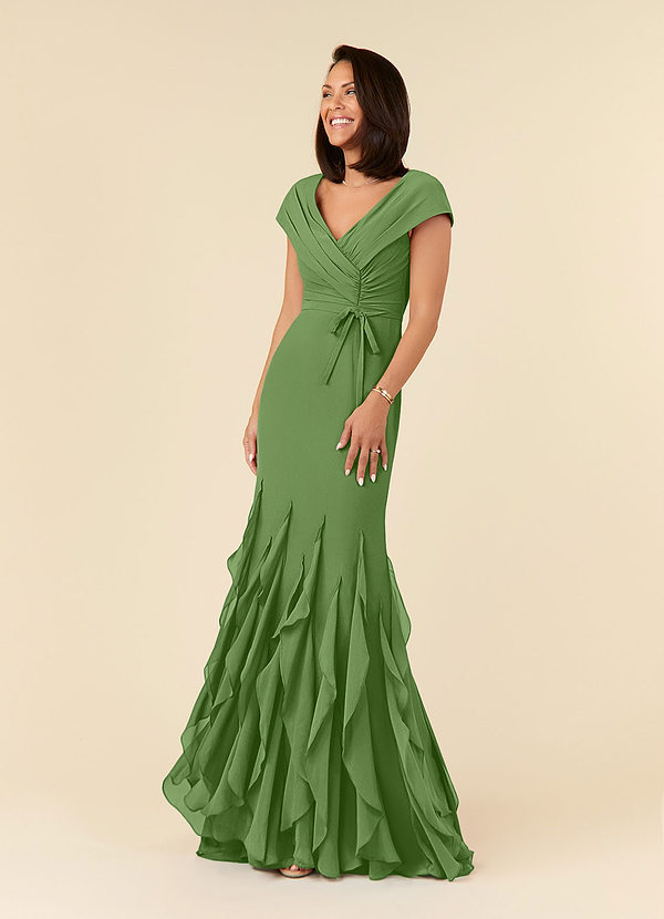 Azazie Bailora Mother of the Brides Dresses Basil Mermaid Ruched Chiffon Dress image1