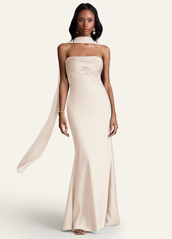 front Azazie Yhteensopivan värinen joustava satiinihuivi