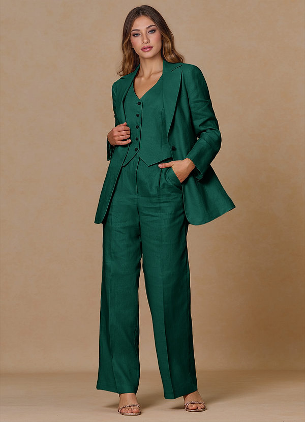 front Belicia Emerald 100% Linen 2-Piece Suit