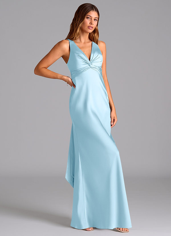 Azazie Hati Brudtärneklänningar Klä av Sjöjungfru i Stretch Satin Himmelsblå image1