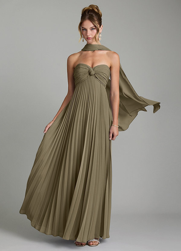 Azazie Tempest Robes de demoiselle d'honneur Robe Empire Convertible en Mousseline de soie Corset Vert Saule image1