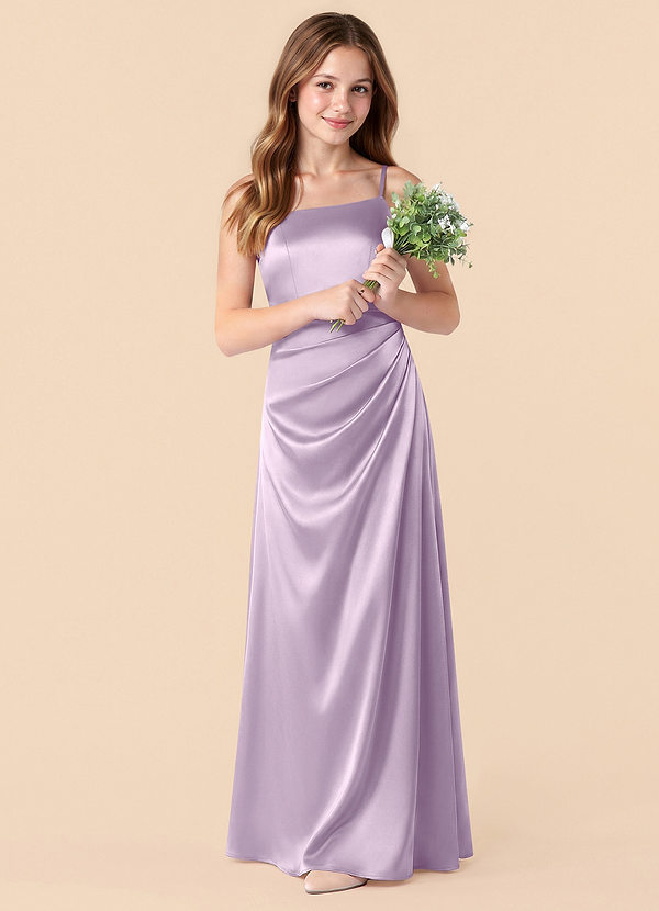Azazie Renna Junior Frosted Lilac Mermaid Pleated Stretch Satin Dress image1