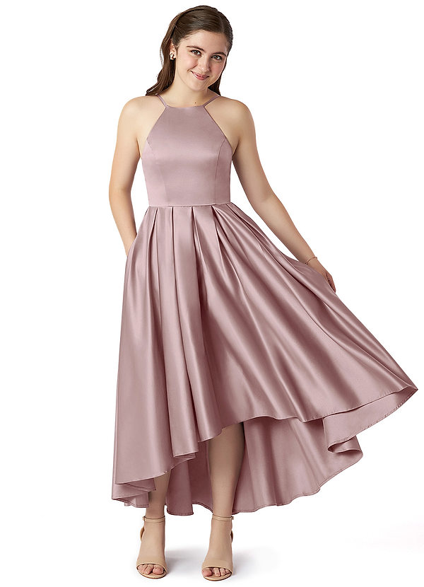 Vestidos De Dama De Honor Junior De Chiffón Asimétricos Azul Polvoriento