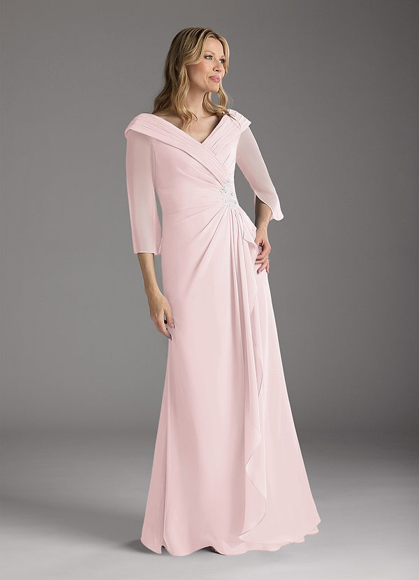 Azazie Jaycee Brautmutterkleider A-Linie Chiffon Kleid Zartrosa image1