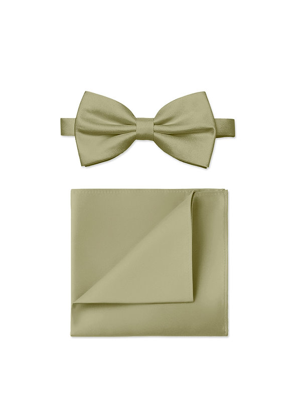 front Set da uomo con papillon e fazzoletto da taschino in raso opaco