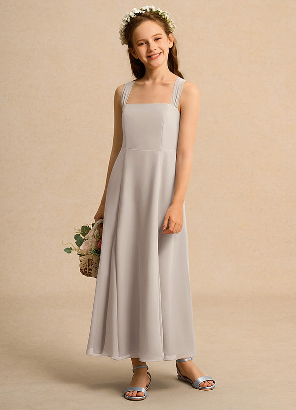 Azazie Tater Junior Formal Vestidos de Niña de Flores Vestido de Escarcha de Gasa de Corte En A con Plisado image1