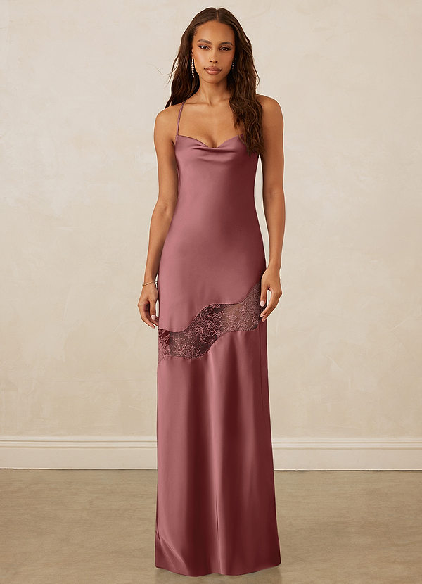 Christian Siriano Bridal for Azazie 1012 Robes Demoiselle d'honneur Robe Fourreau en Satin extensible Dentelle Améthyste image1