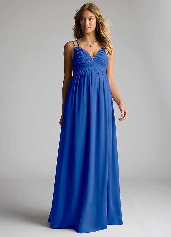 Azazie Emree Maternity Bridesmaid Dresses Vestir Linha A Comprimento do chão Chiffon image1