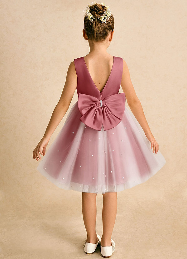 Azazie Esme Bloemenmeisjes Jurken Baljurk Jurk van Tule Boog Antieke Roos image1