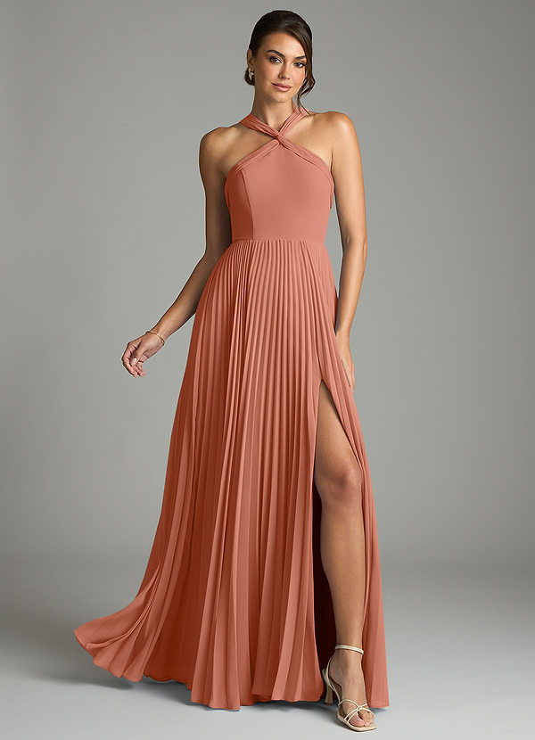 Azazie Afra Abiti da Damigella Abito A-Line in Chiffon Plissettato Più Tagliato image1