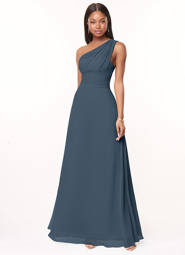 Azazie Ashley Bridesmaid Dresses Neptune A-Line Ruched Chiffon Dress image1