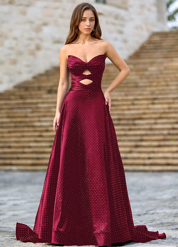 Ione Bourgondië A-lijn galajurk image1