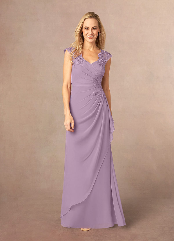 Azazie Gladys Mother of the Bride Dresses A-Line Queen Anne Lace Chiffon Floor-Length Dress image1