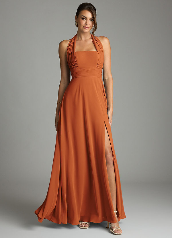 Azazie Tamira Suknie dla druhen Linia A Pofałdowany Szyfon Do ziemi Sukienka image1